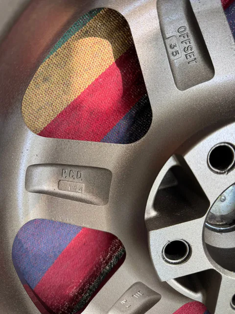 Rear specification detail of the metallic grey alloy wheel